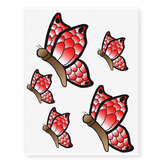 Red butterfly temporary tattoos (Front)