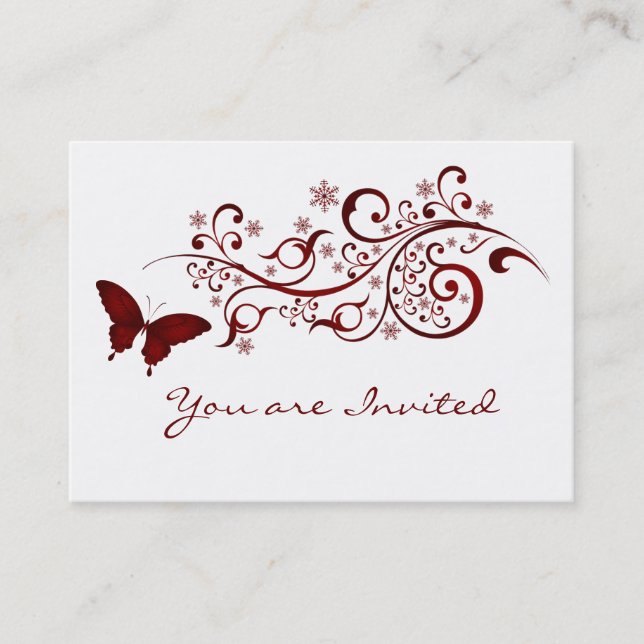 Red Butterfly Wedding Invitation (Front)