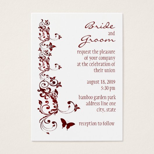 Red Butterfly Wedding Invitation (Front)