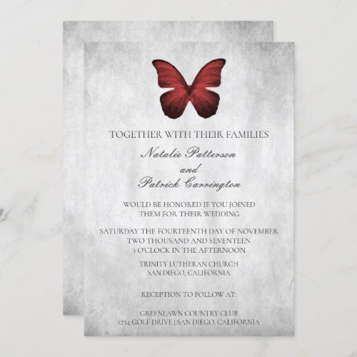 Red Butterfly Wedding Invitation