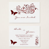 Red Butterfly Wedding Invitation (Front & Back)