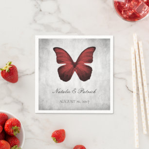 Red Butterfly Wedding Paper Napkins