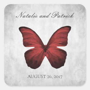 Red Butterfly Wedding Stickers