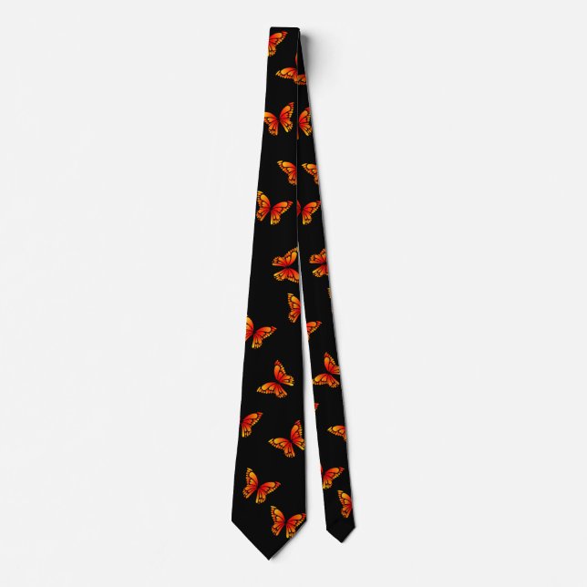 Red Butterflys by storeman. Tie (Front)