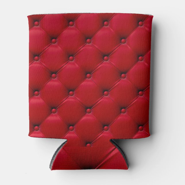 Red buttoned texture: repeating pattern. can cooler (Front)