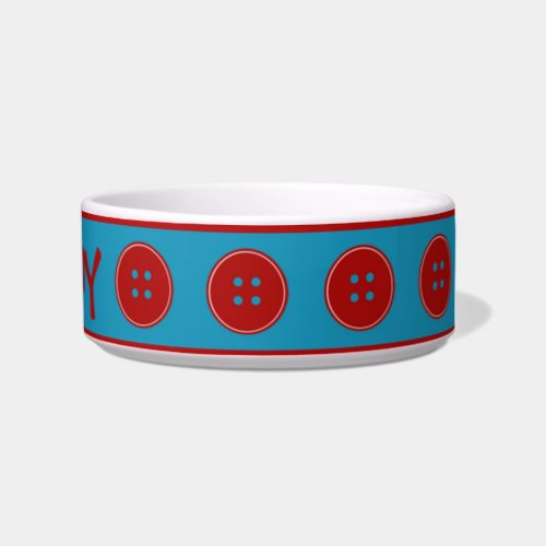 Red Buttons Everywhere Personalized Bowl