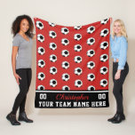 Red | Bw Soccer Name | Number | Team Fleece Blanket at Zazzle