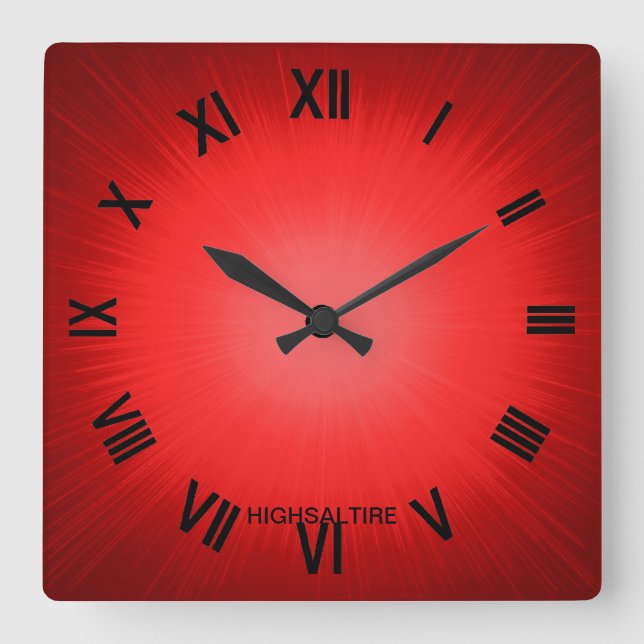 red by highsaltar square wall clock (Front)