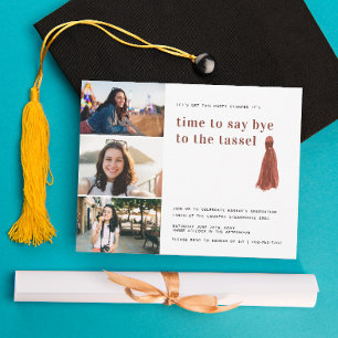 Red Bye to the Tassel Graduation Photo Party Invitation