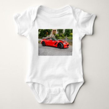 Red C7 Chevrolet Corvette Baby Bodysuit by rayNjay_Photography at Zazzle