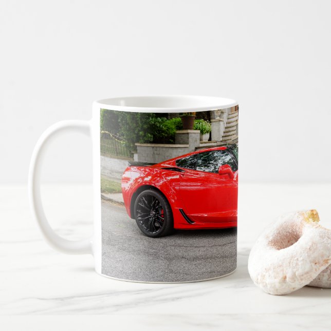 Red C7 Chevrolet Corvette Coffee Mug (With Donut)