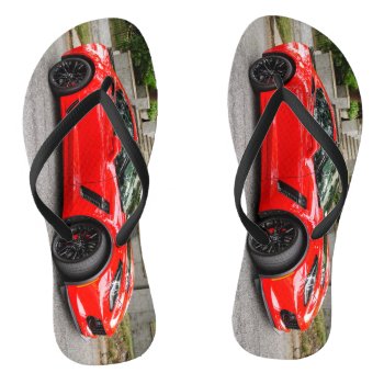Red C7 Chevrolet Corvette Flip Flops by rayNjay_Photography at Zazzle
