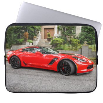 Red C7 Chevrolet Corvette Laptop Sleeve by rayNjay_Photography at Zazzle