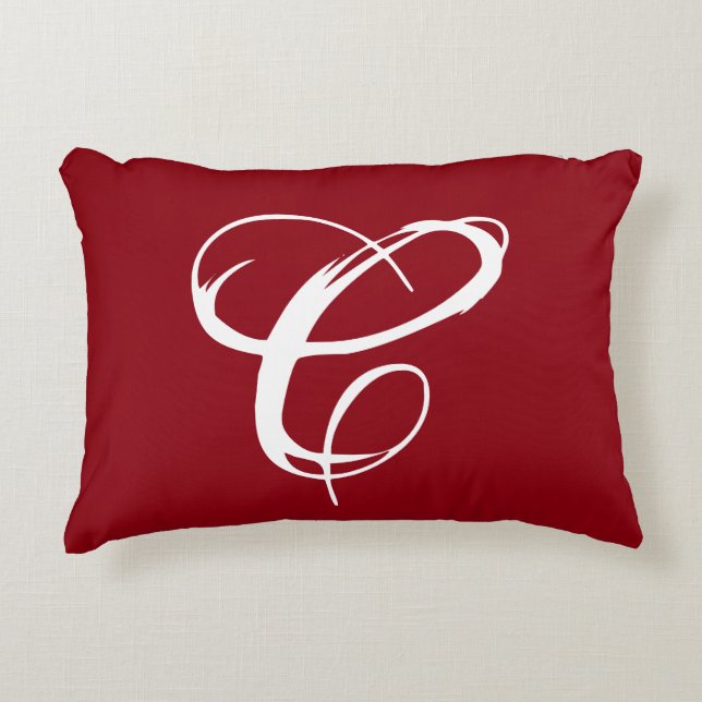 Red "C" Pillow with Gray Back (Front)