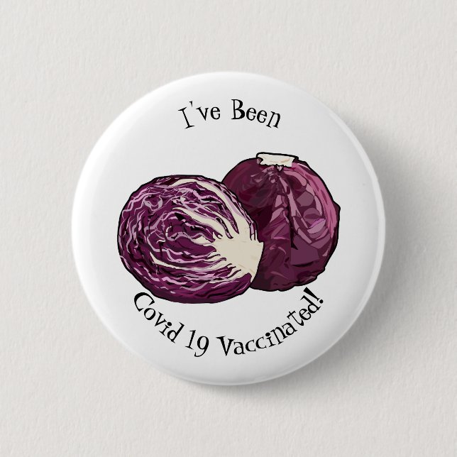 Red cabbage cartoon illustration button (Front)