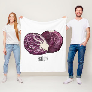 Red cabbage cartoon illustration fleece blanket