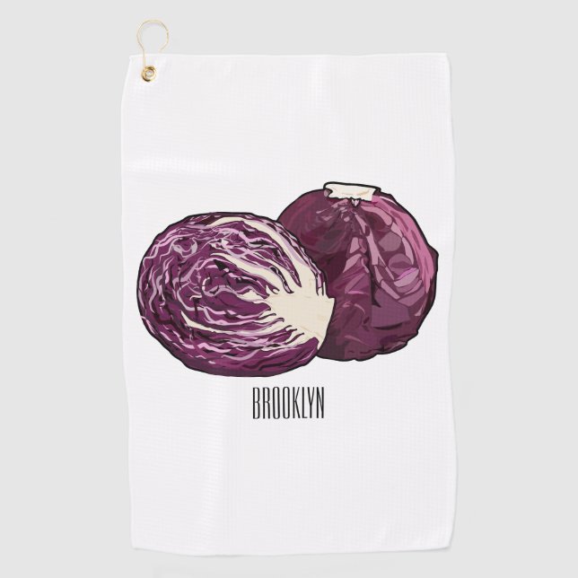 Red cabbage cartoon illustration  golf towel (Front)