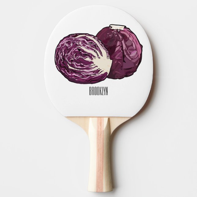 Red cabbage cartoon illustration  ping pong paddle (Front)