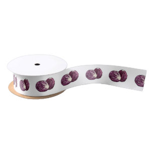 Red cabbage cartoon illustration  satin ribbon