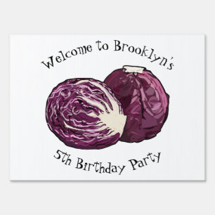 Red cabbage cartoon illustration sign