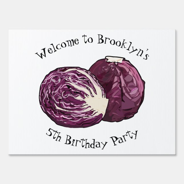 Red cabbage cartoon illustration sign (Front)