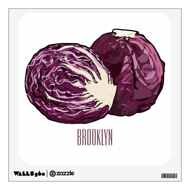 Red cabbage cartoon illustration  wall decal (Front)