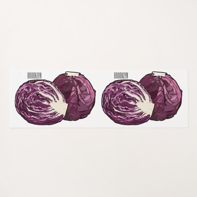 Red cabbage cartoon illustration  yoga mat (Back (Horizontal))