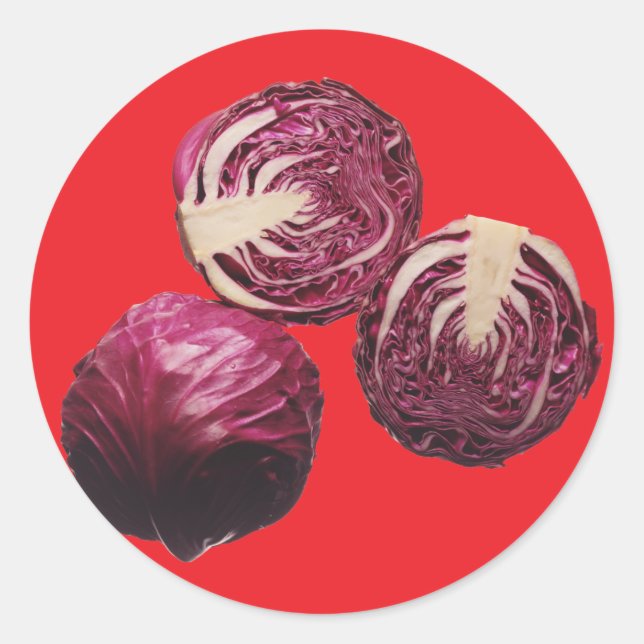 Red Cabbage Classic Round Sticker (Front)