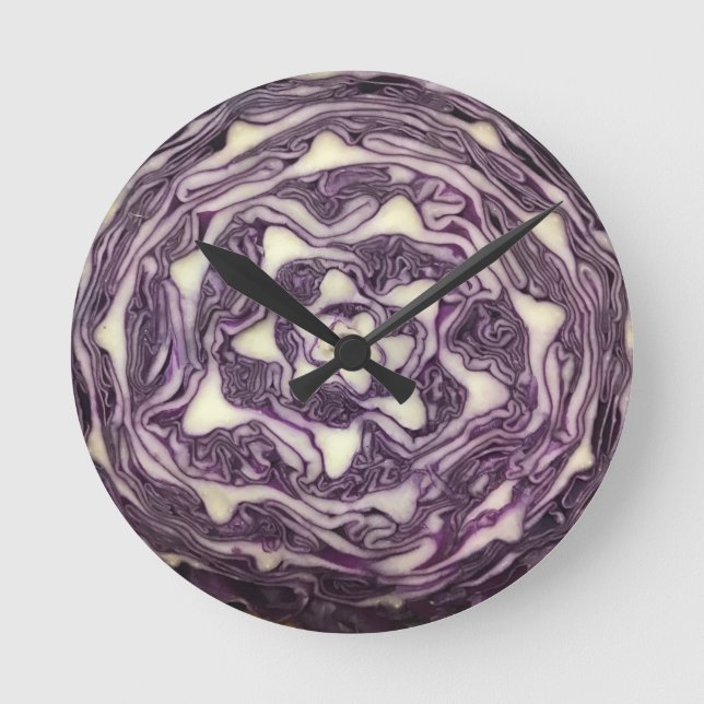 Red Cabbage Round Clock (Front)