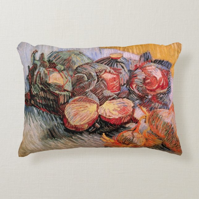 Red Cabbages and Onions by Vincent van Gogh Accent Pillow (Front)