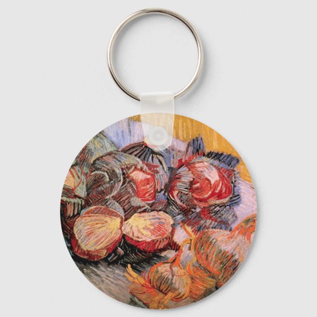 Red Cabbages and Onions by Vincent van Gogh Keychain (Front)