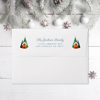 Red Cabin Christmas Envelope