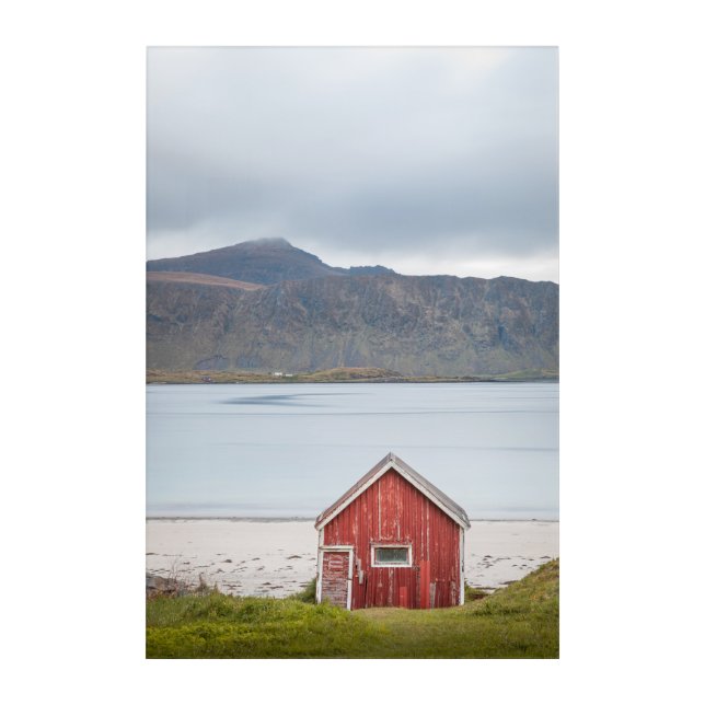 Red Cabin Ramberg Lofoten Acrylic Print (Front)