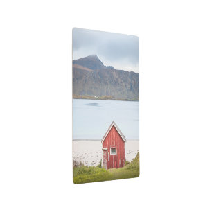 Red Cabin Ramberg Lofoten Metal Print