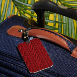 Red Cable Knit Sweater Luggage Tag