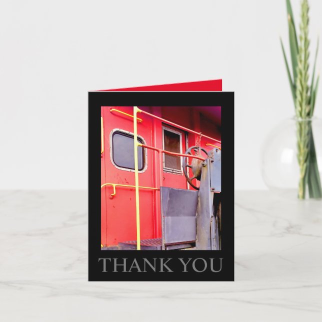 Red Caboose Door Thank You Card (Front)