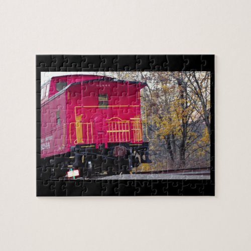 Red Caboose Train Photo Jigsaw Puzzle