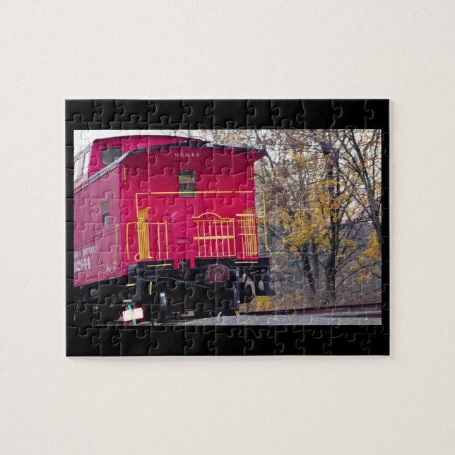 Red Caboose Train Photo Jigsaw Puzzle (Horizontal)