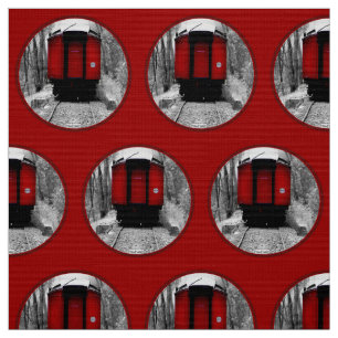 Red Caboose Victorian Steam Train Fabric