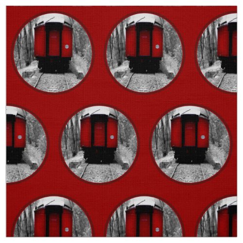 Red Caboose Victorian Steam Train Fabric