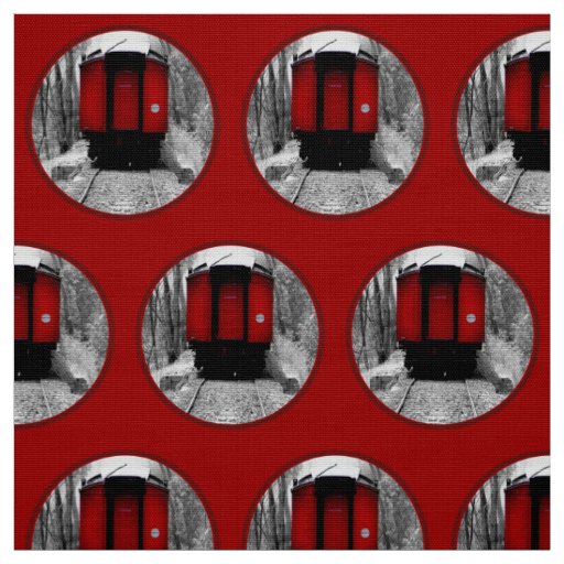 Red Caboose Victorian Steam Train Fabric