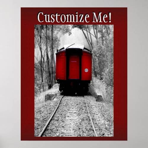 Red Caboose Victorian Steam Train Poster
