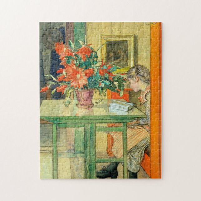 Red Cactus And Lisbeth Reading Carl Larsson Jigsaw Puzzle (Vertical)