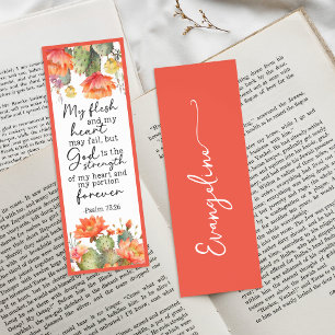 Red Cactus Floral Religious Bible Verse Custom Bookmarks
