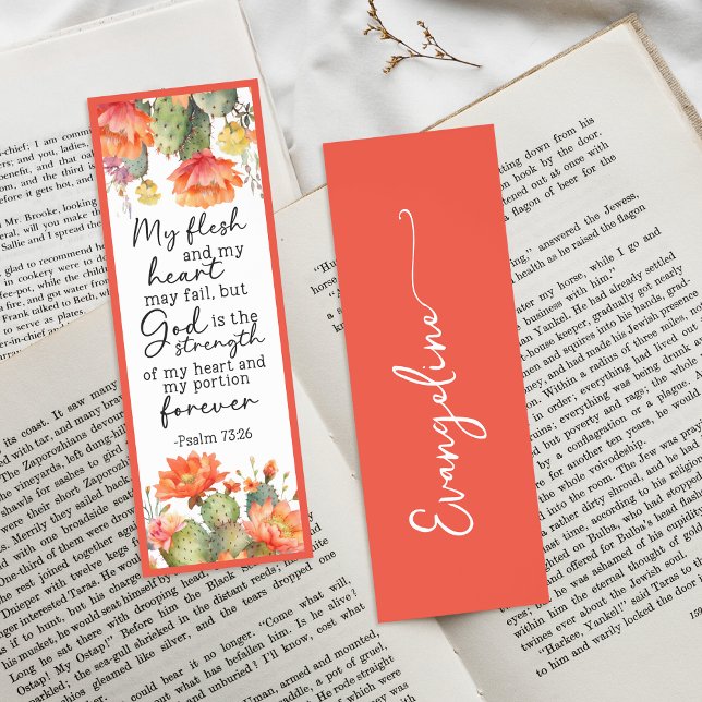 Red Cactus Floral Religious Bible Verse Custom Bookmarks (Creator Uploaded)