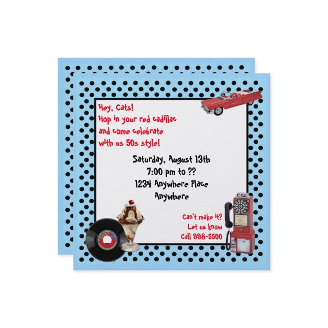 Red Cadillac Invitation (Front/Back In Situ)