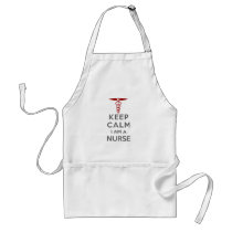 Red Caduceus Keep Calm I am a Nurse Adult Apron