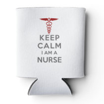 Red Caduceus Keep Calm I am a Nurse Can Cooler