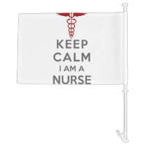 Red Caduceus Keep Calm I am a Nurse Car Flag