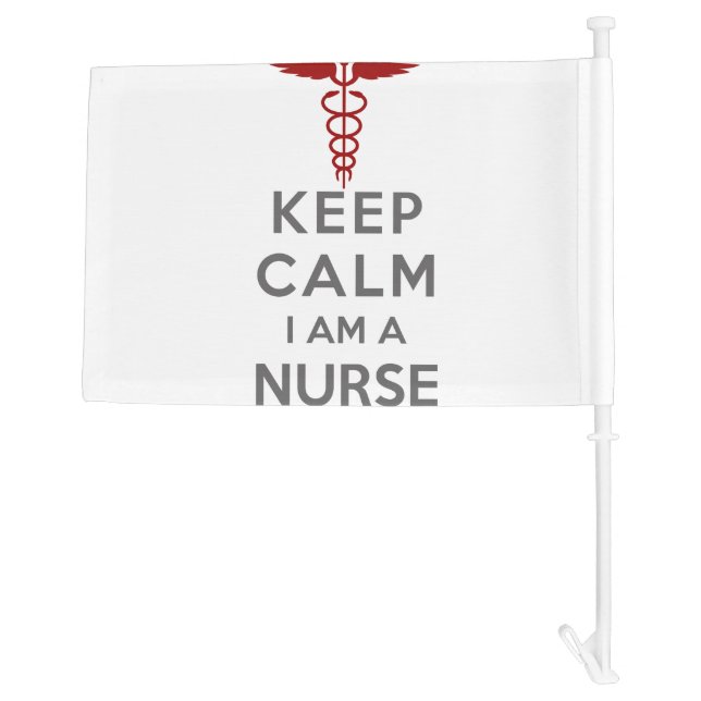 Red Caduceus Keep Calm I am a Nurse Car Flag (Back)